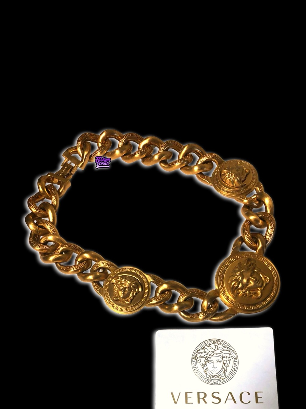 Versace Medusa Medallion Gold XL Chain Link Runway Editorial Necklace - Picture 3 of 16